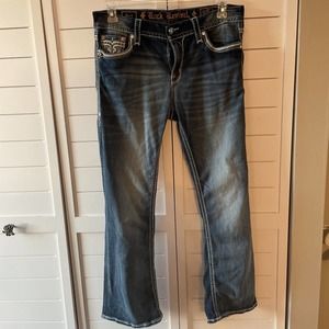 Rock Revival Rana 30 Easy Boot Designer Jeans Thick Stitched Waist Measures 33”